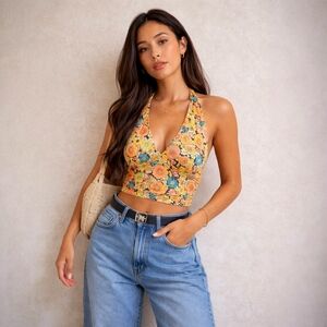 Anthropologie Caution to the Wind Floral Halter Top